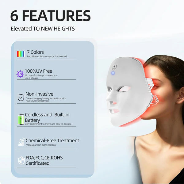 LED Light Therapy Mask – 7-Color Skin Care Mask, Cordless