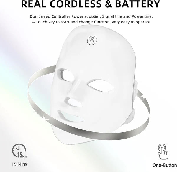 LED Light Therapy Mask – 7-Color Skin Care Mask, Cordless