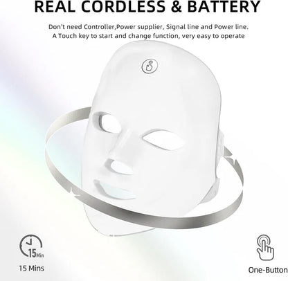 LED Light Therapy Mask – 7-Color Skin Care Mask, Cordless